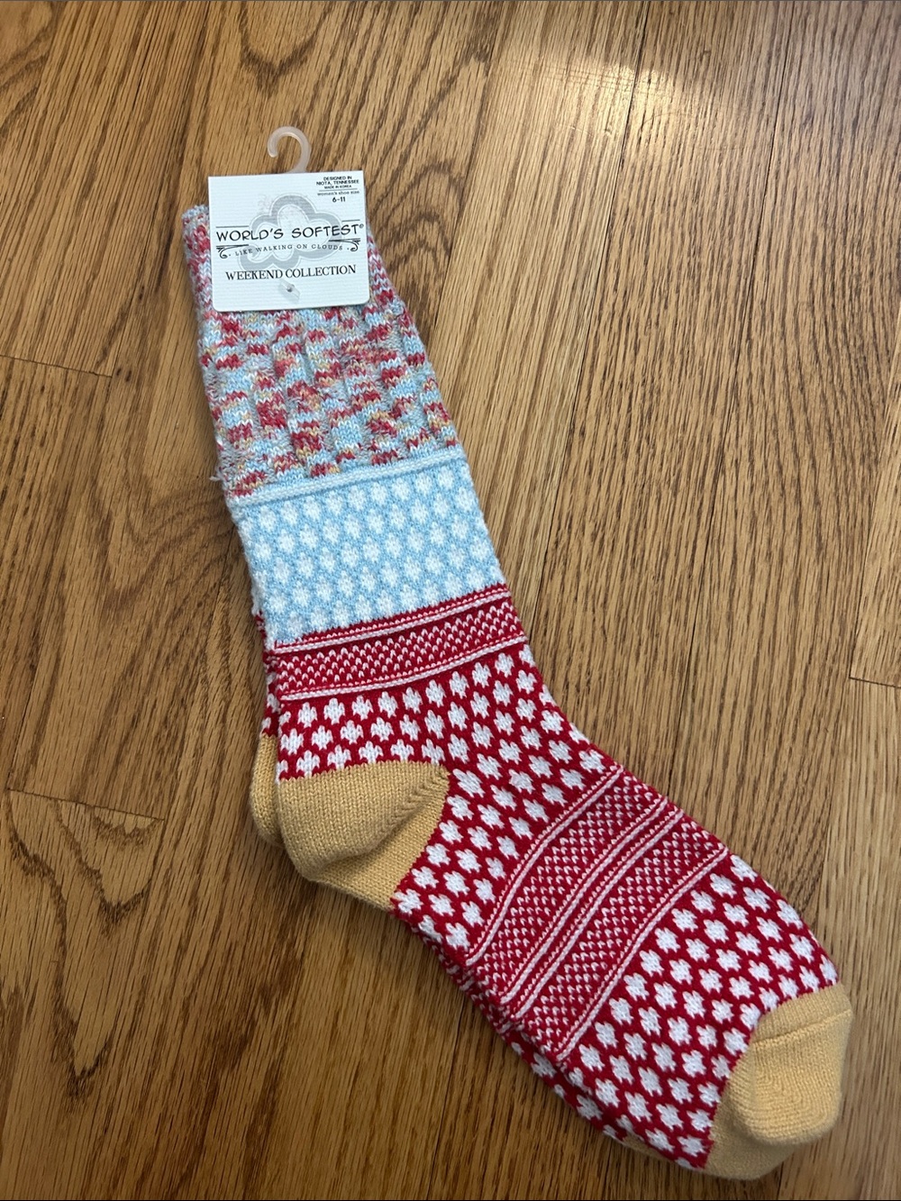 World's Softest Red Patterned Crew Socks - Weekend Collection